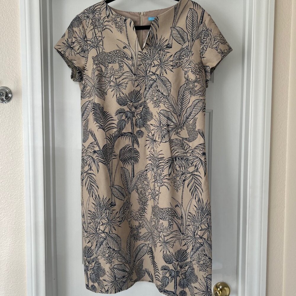 J. McLaughlin New with Tags Taupe/Ink Palm Jacquard Size 12